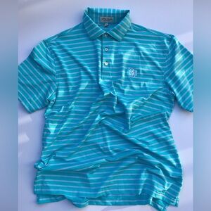 Peter Millar summer comfort polo blue striped Sz M. Excellent